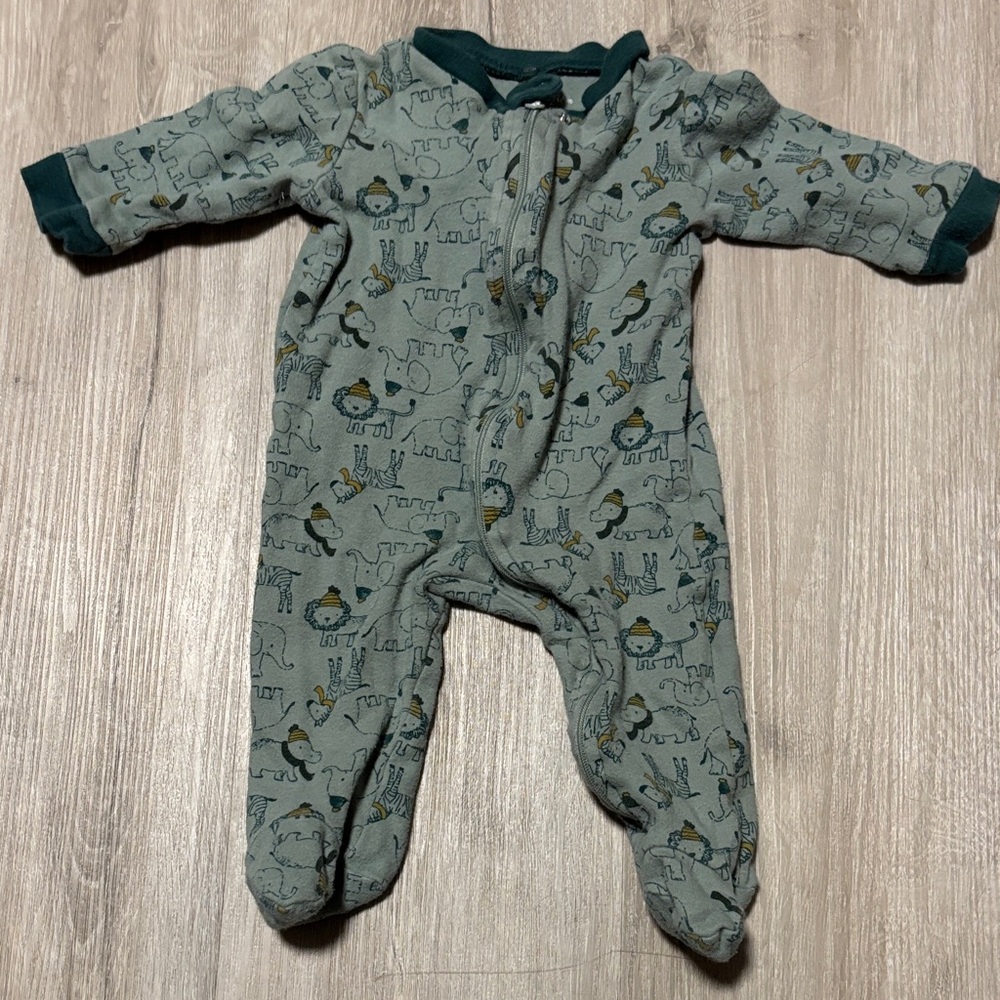 Kyle & Deena Teal Animal Print Kids Footie Pajamas